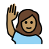 woman raising hand, medium skin tone